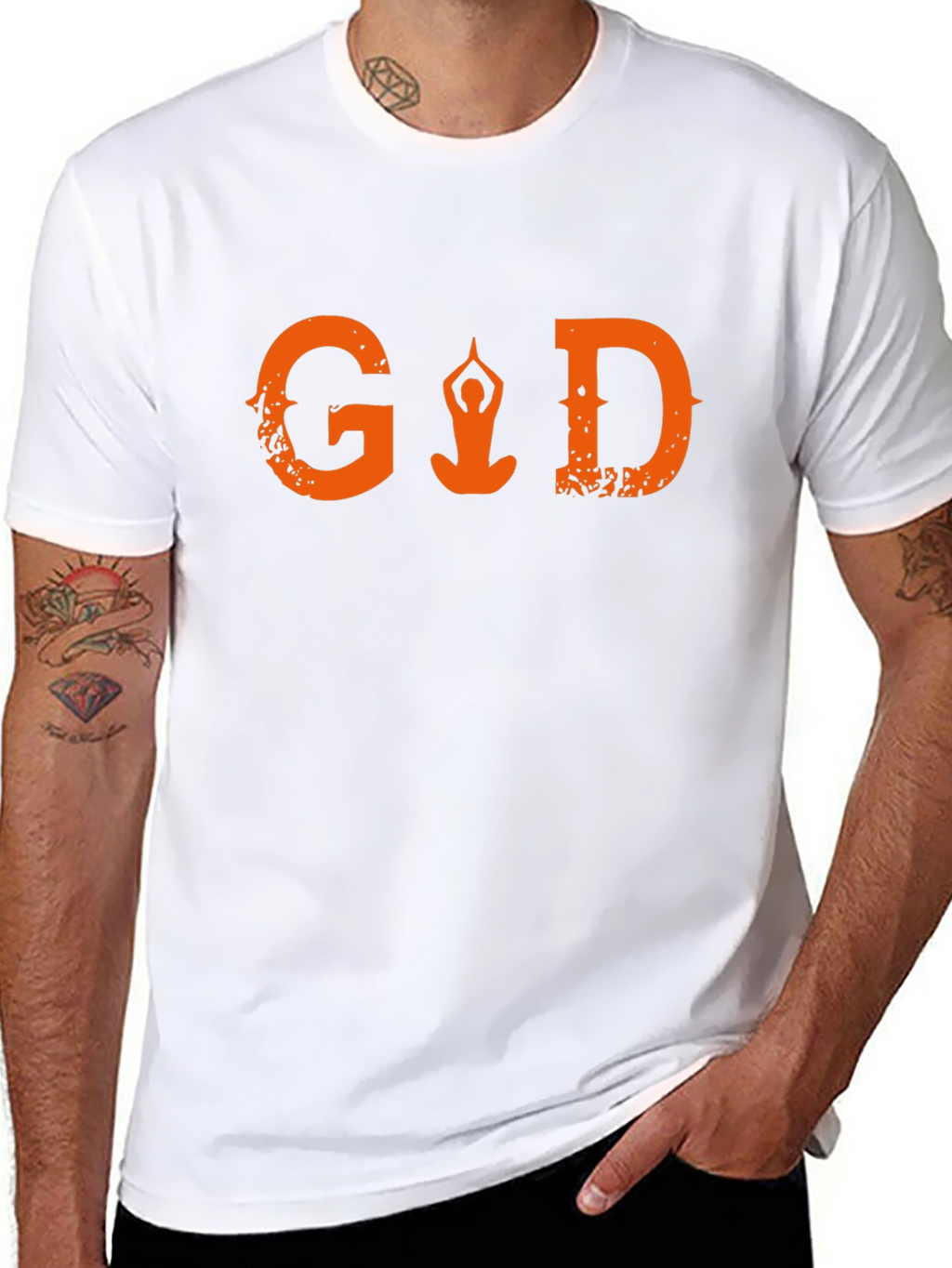 Yoga Meditation Graphic Print T-Shirt - Black
