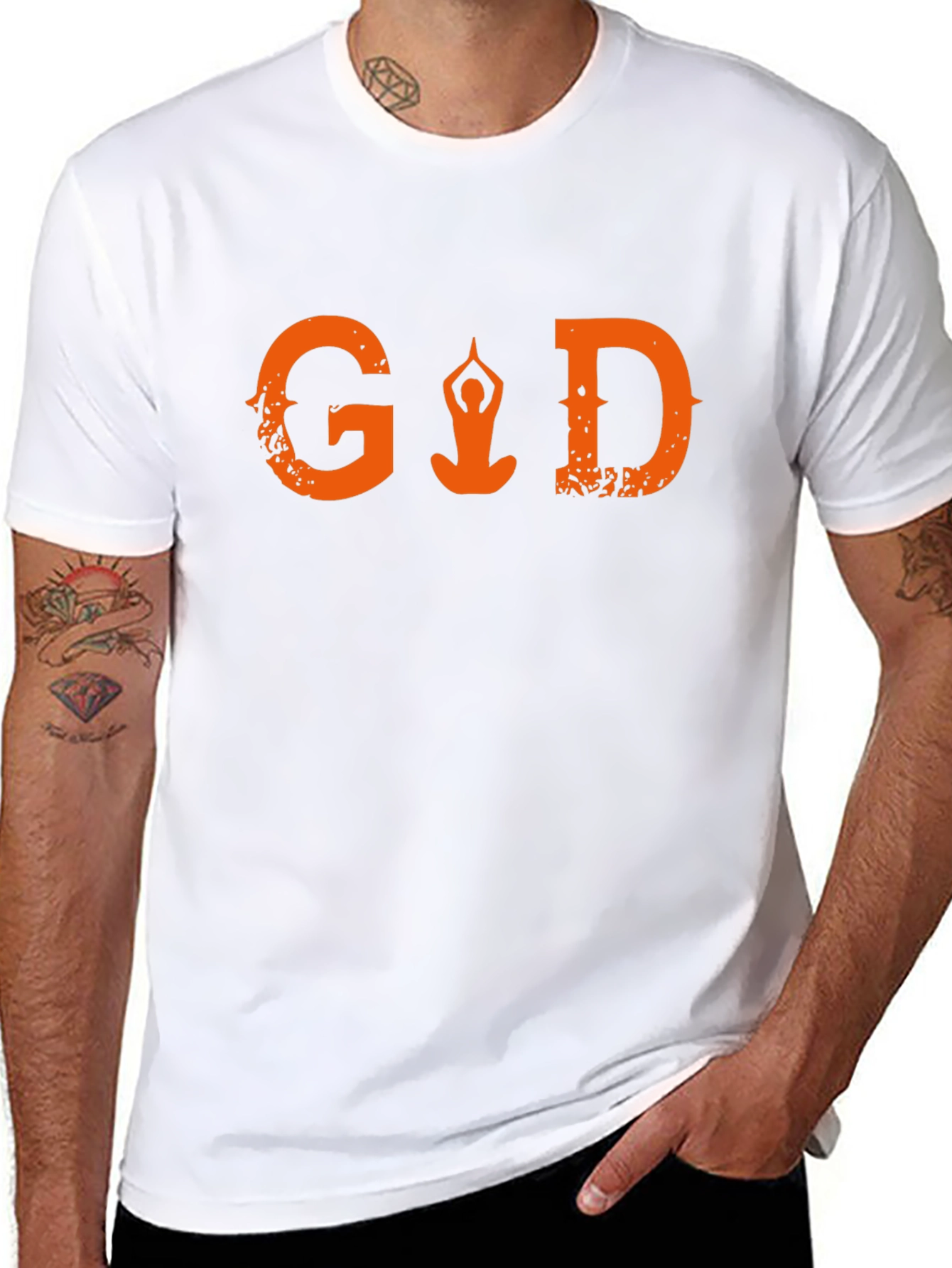 Yoga Meditation Graphic Print T-Shirt - Black
