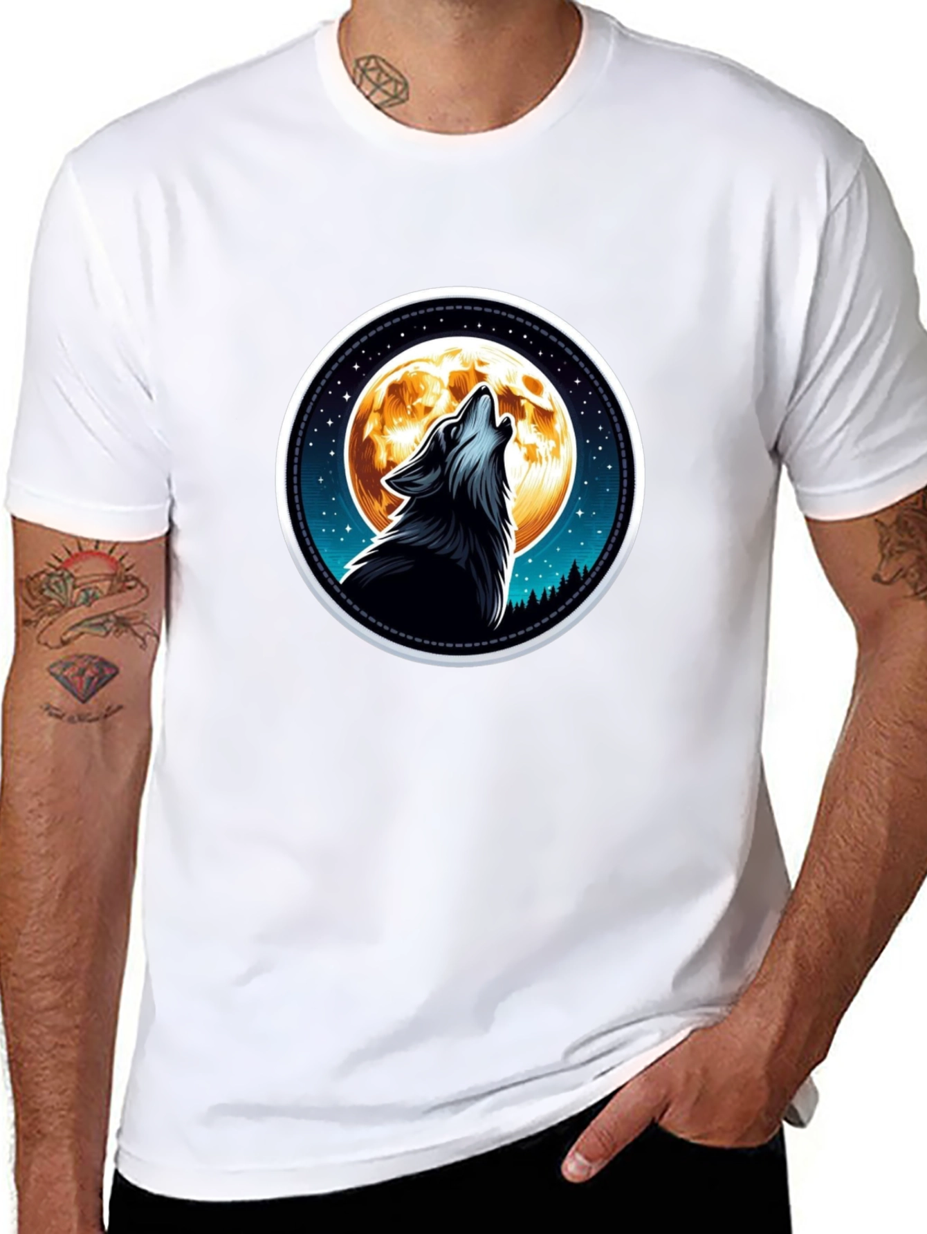 Wolf Moon Graphic T-Shirt - Black Cotton Tee