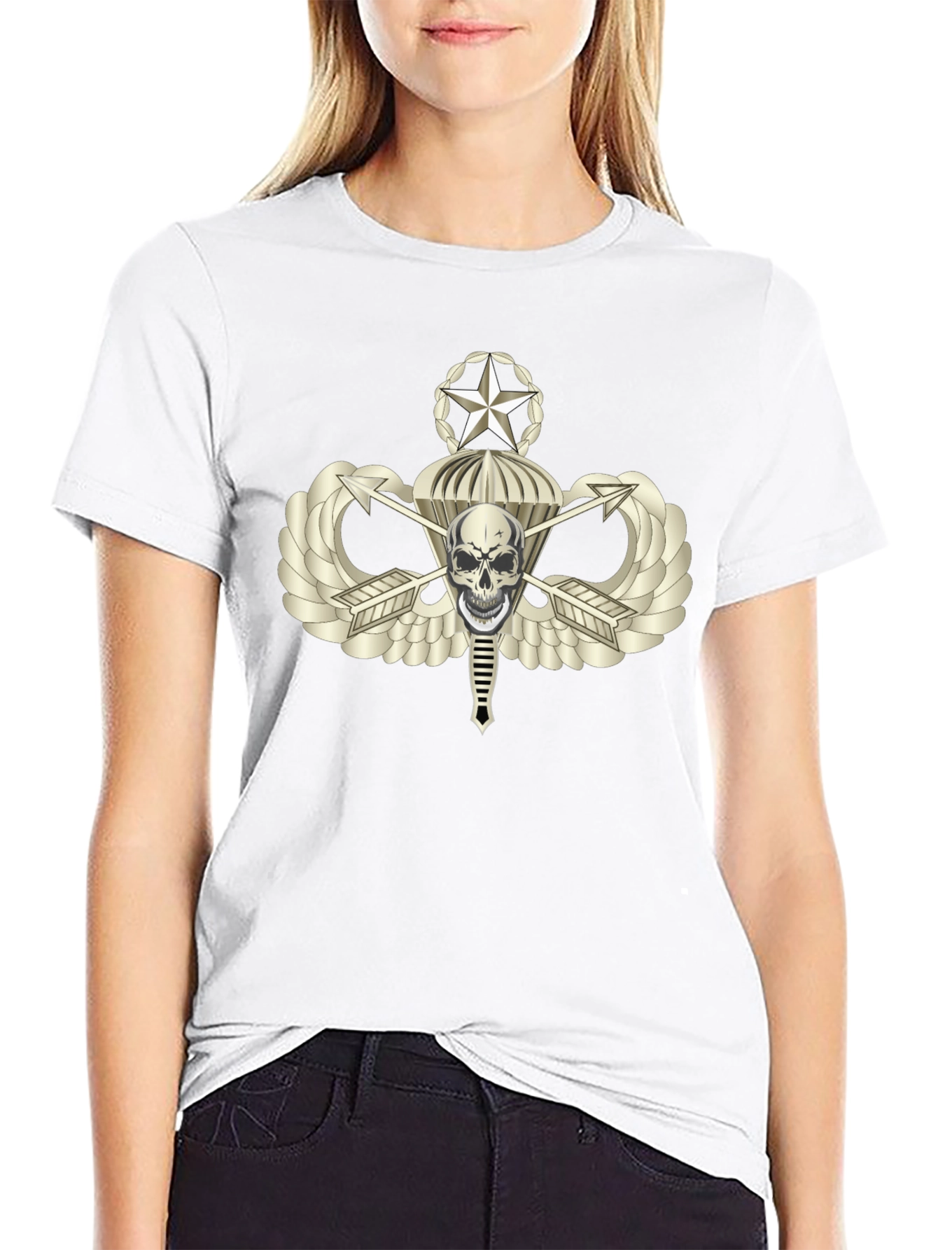 Skull Parachute Airborne Graphic T-Shirt