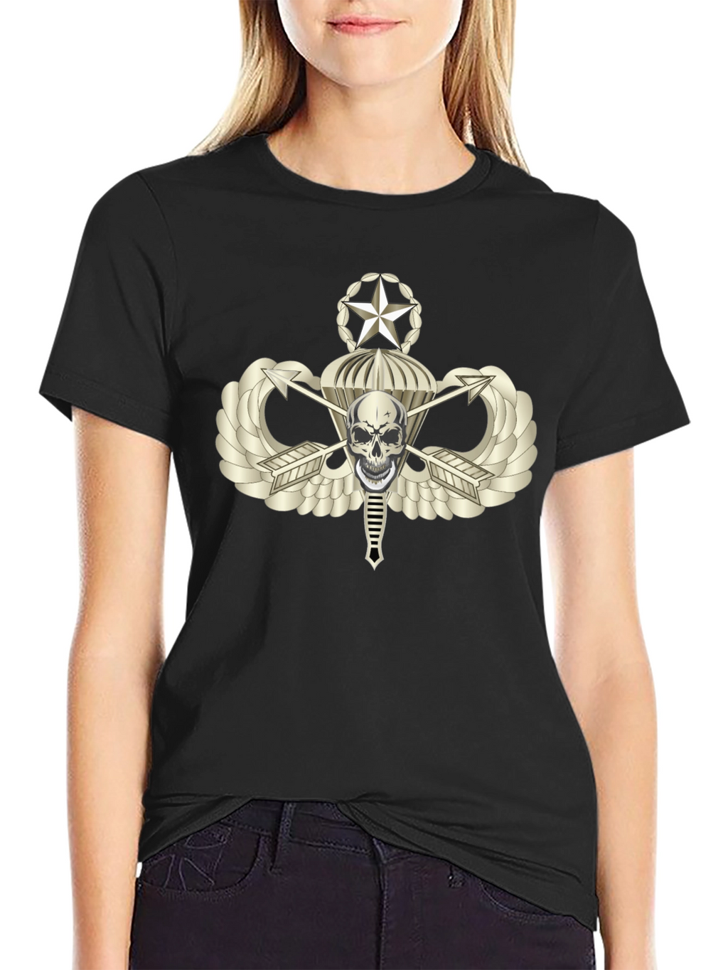 Skull Parachute Airborne Graphic T-Shirt
