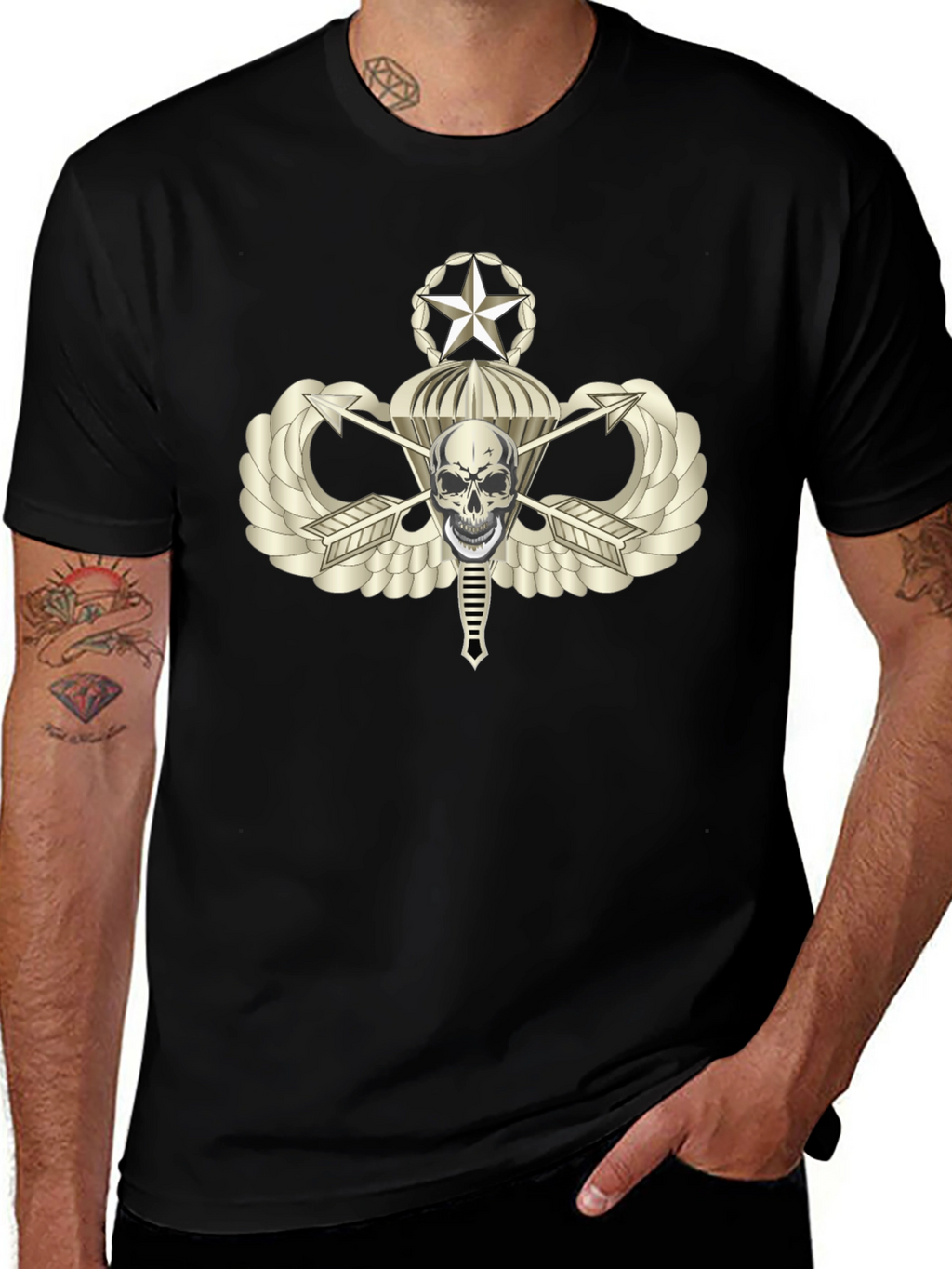 Skull Parachute Airborne Graphic T-Shirt