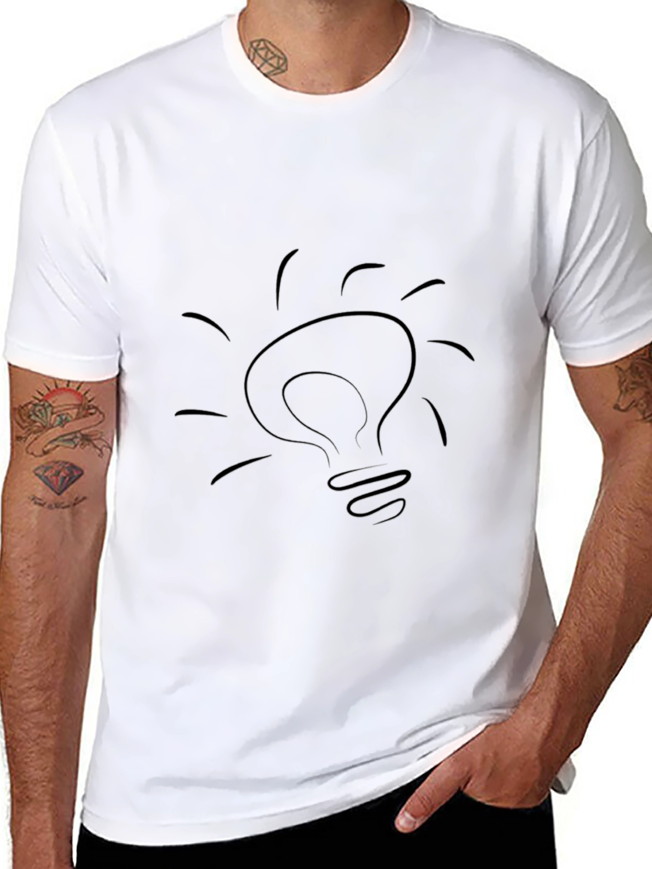 Black T-Shirt with Light Bulb Design
