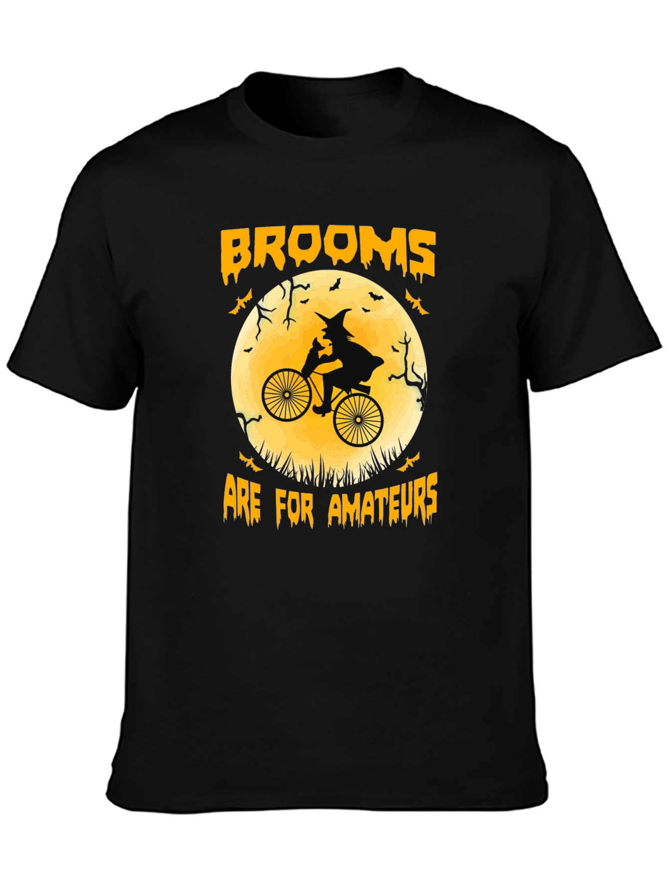 Halloween Witch Bicycle T-Shirt - Brooms Are For Amateurs Tee
