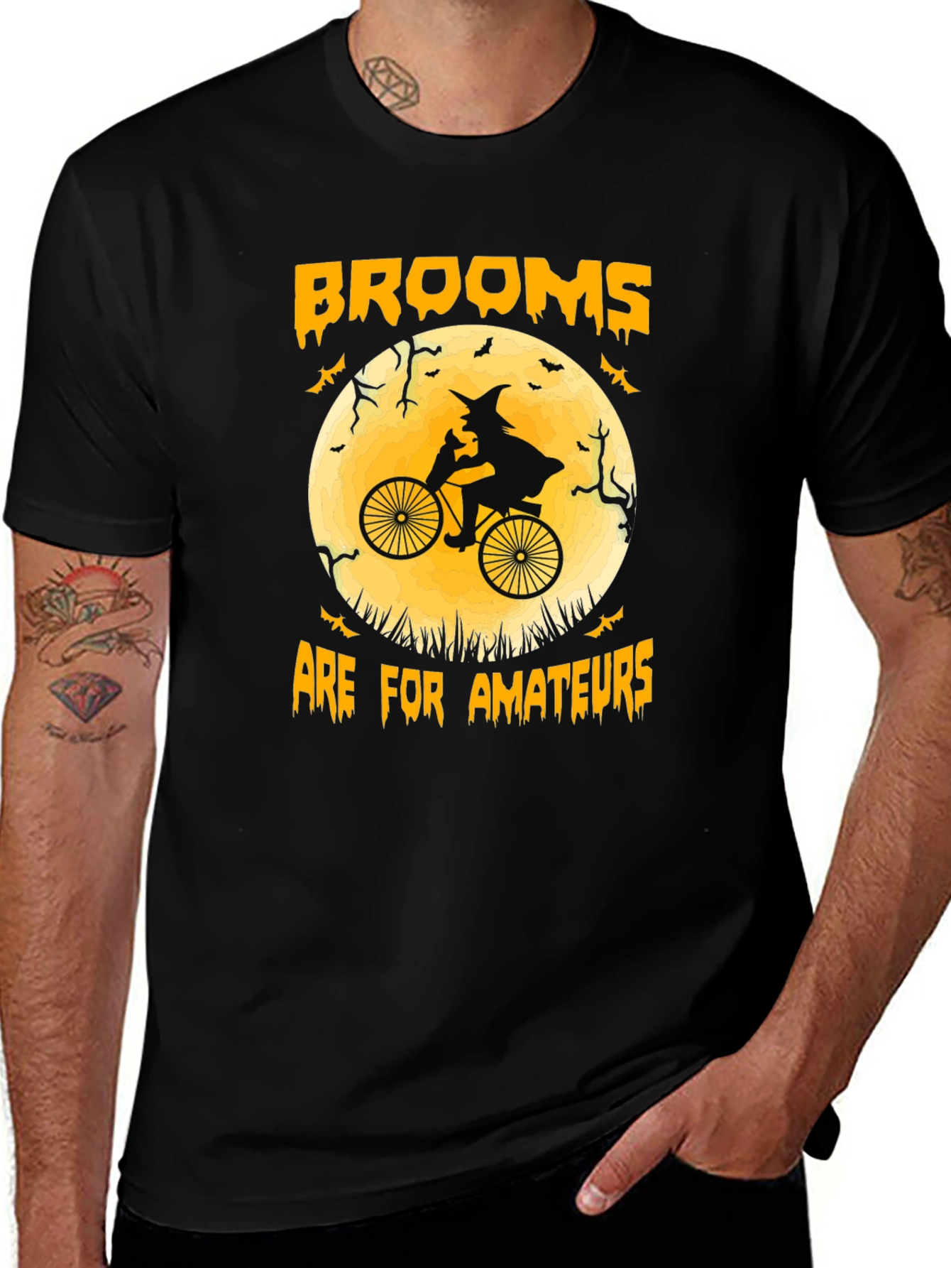 Halloween Witch Bicycle T-Shirt - Brooms Are For Amateurs Tee