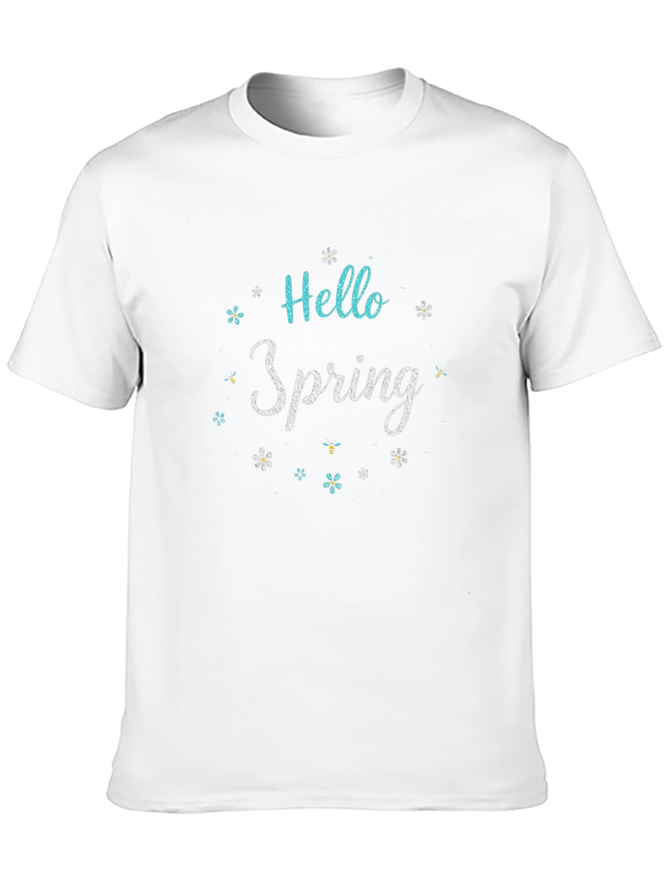 Hello Spring Black Graphic Tee for Men
