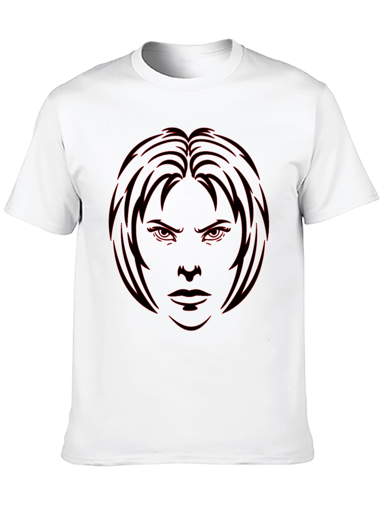 Edgy Graphic Tee - Red Face Design on Black