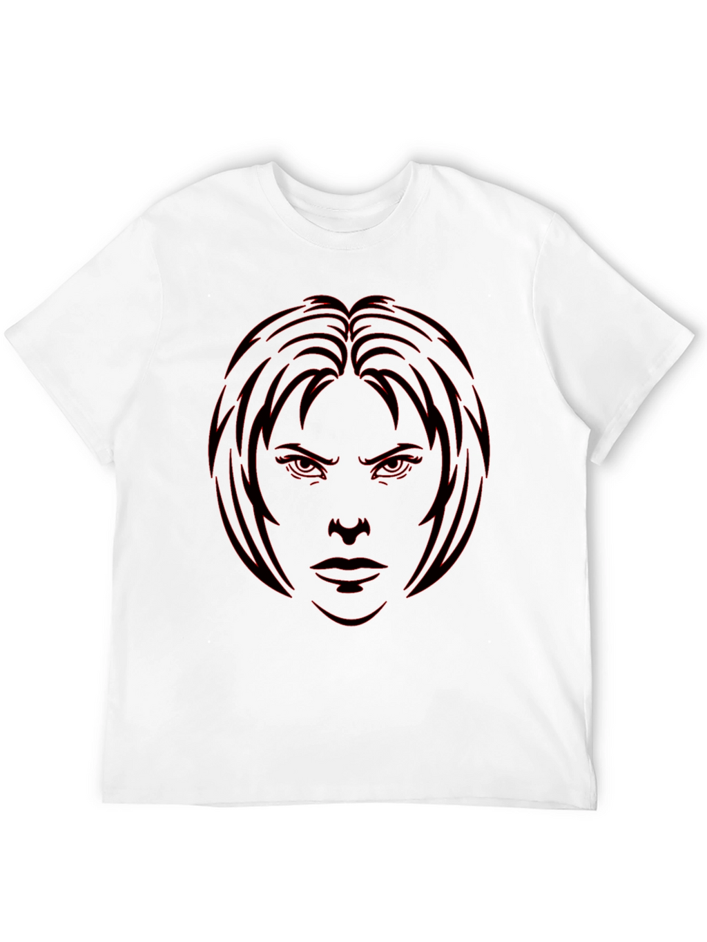 Edgy Graphic Tee - Red Face Design on Black