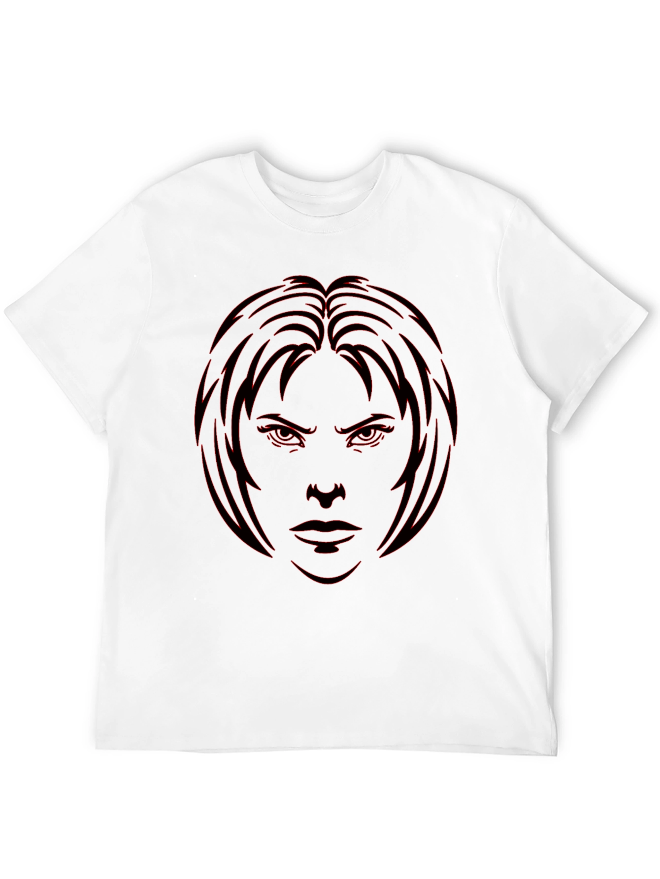 Edgy Graphic Tee - Red Face Design on Black