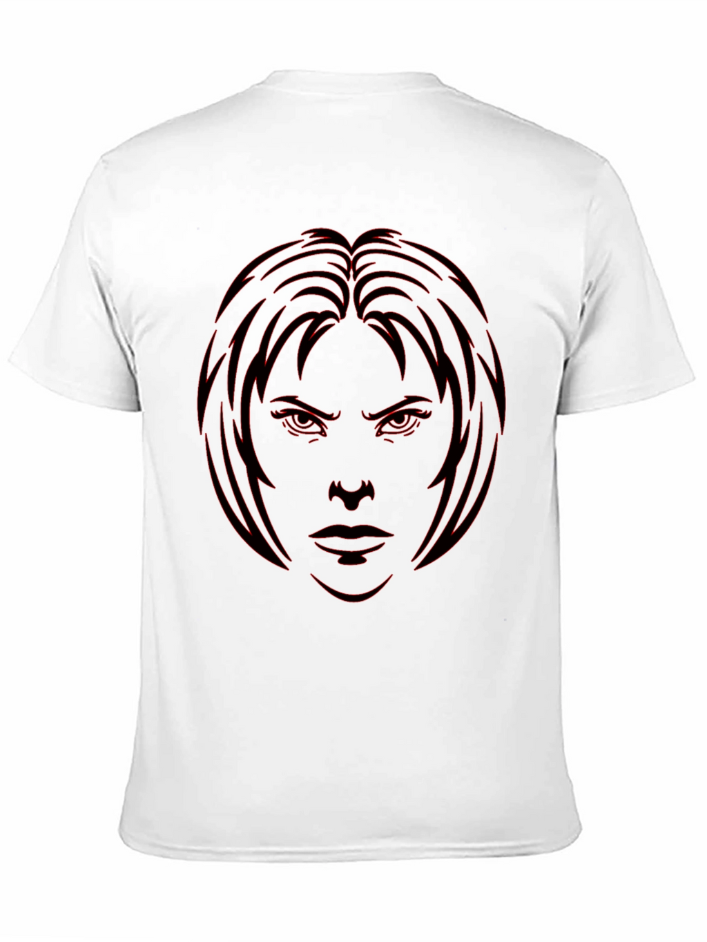 Edgy Graphic Tee - Red Face Design on Black