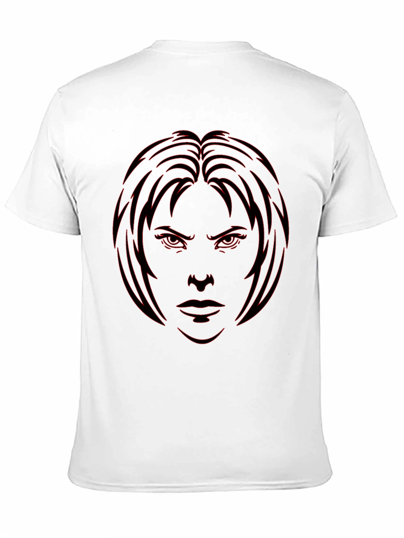 Edgy Graphic Tee - Red Face Design on Black