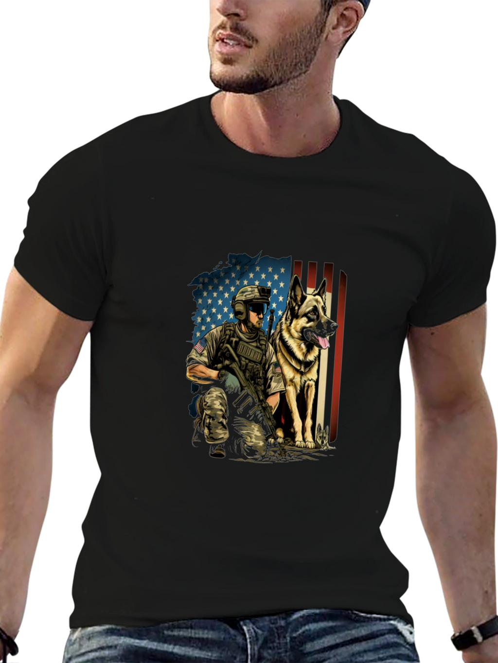 Patriotic Military Dog T-Shirt