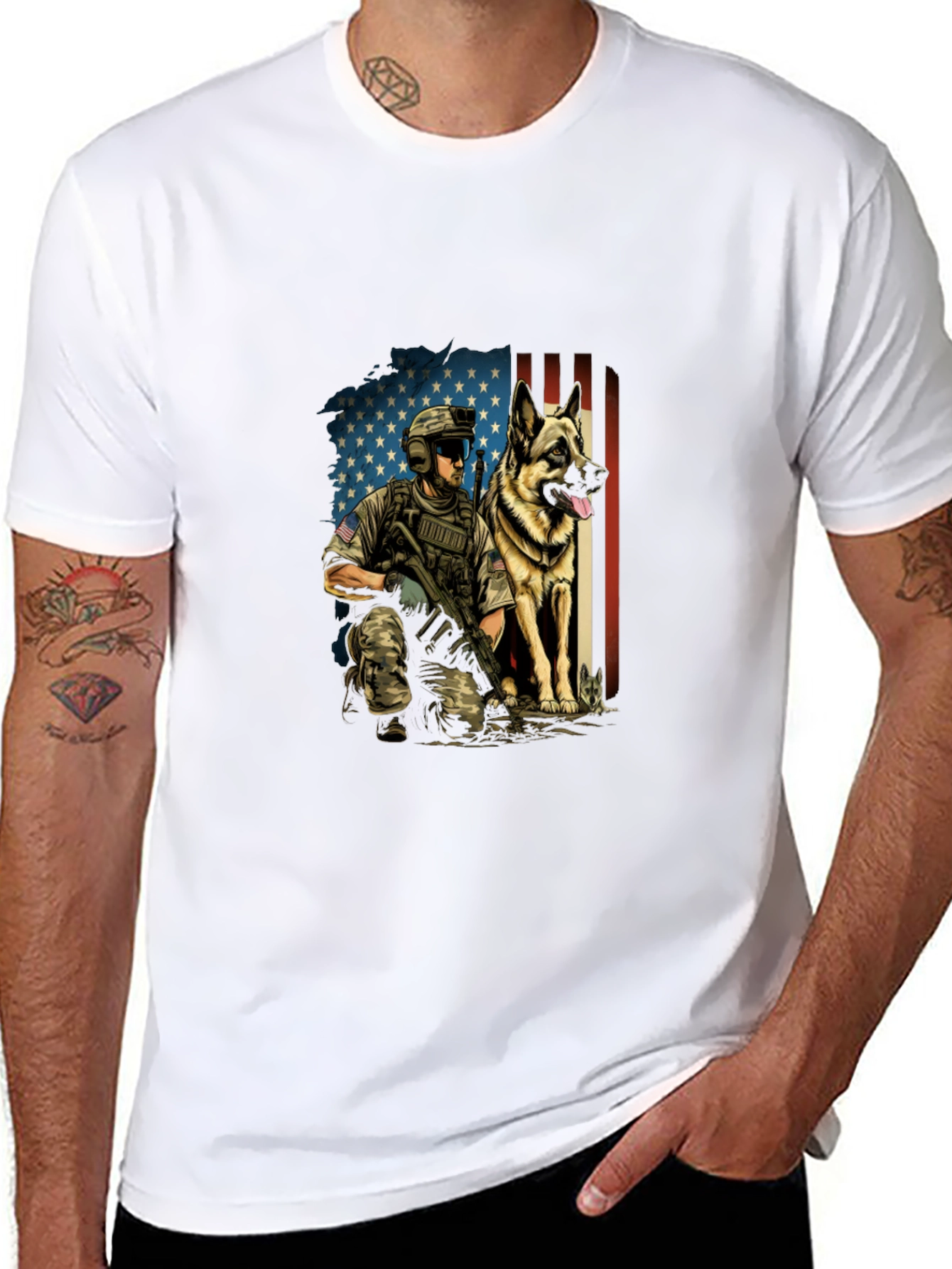 Patriotic Military Dog T-Shirt