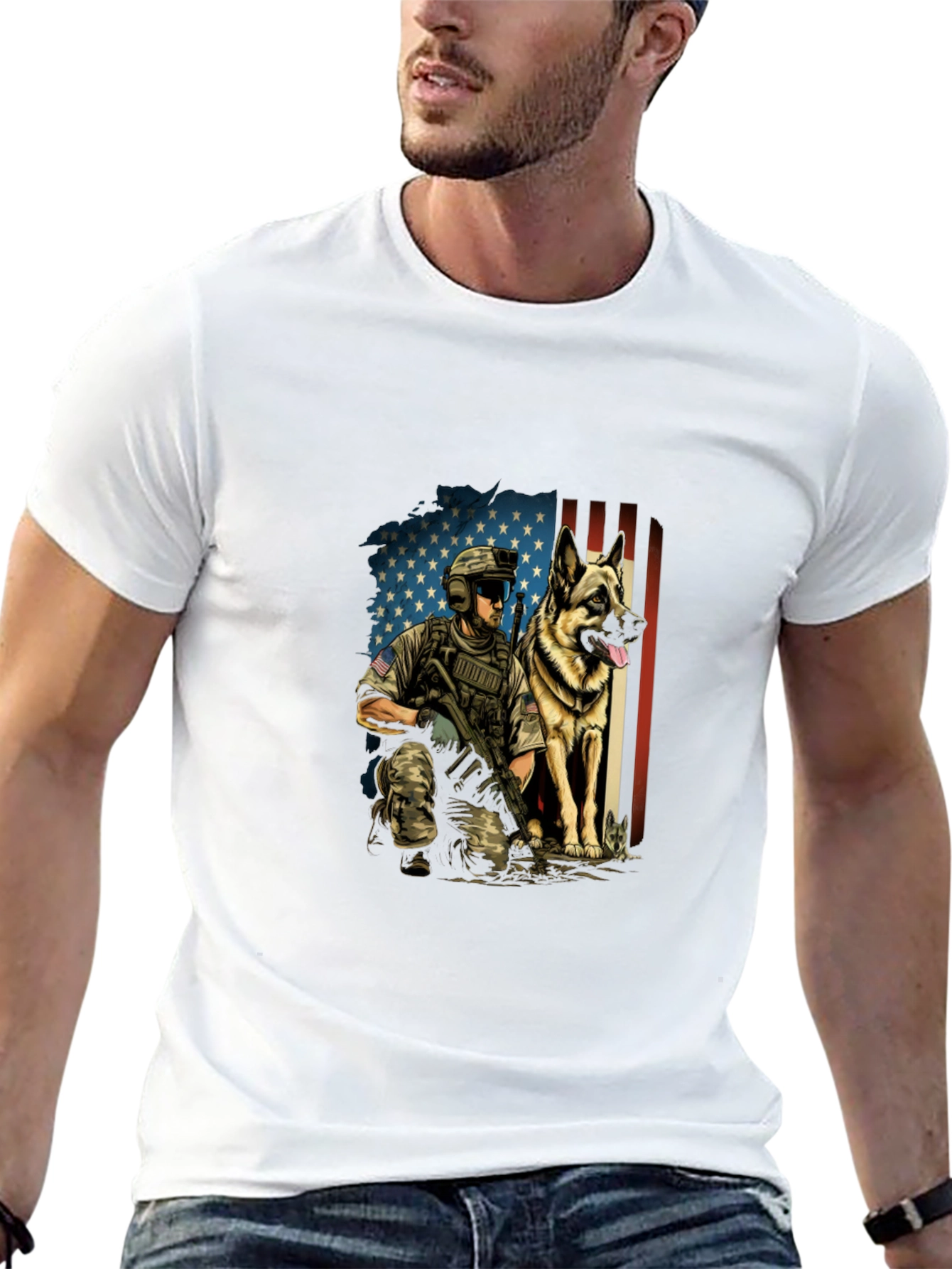 Patriotic Military Dog T-Shirt