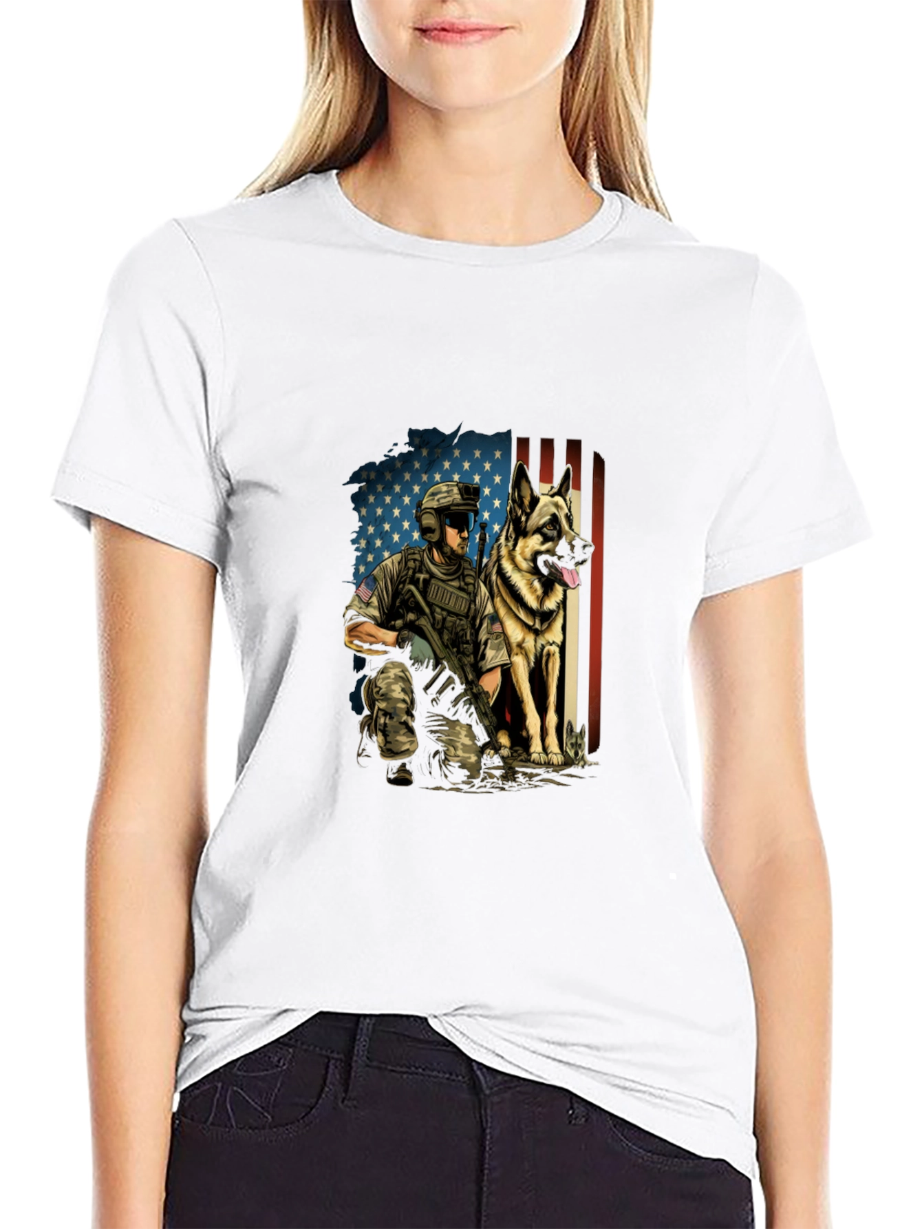 Patriotic Military Dog T-Shirt