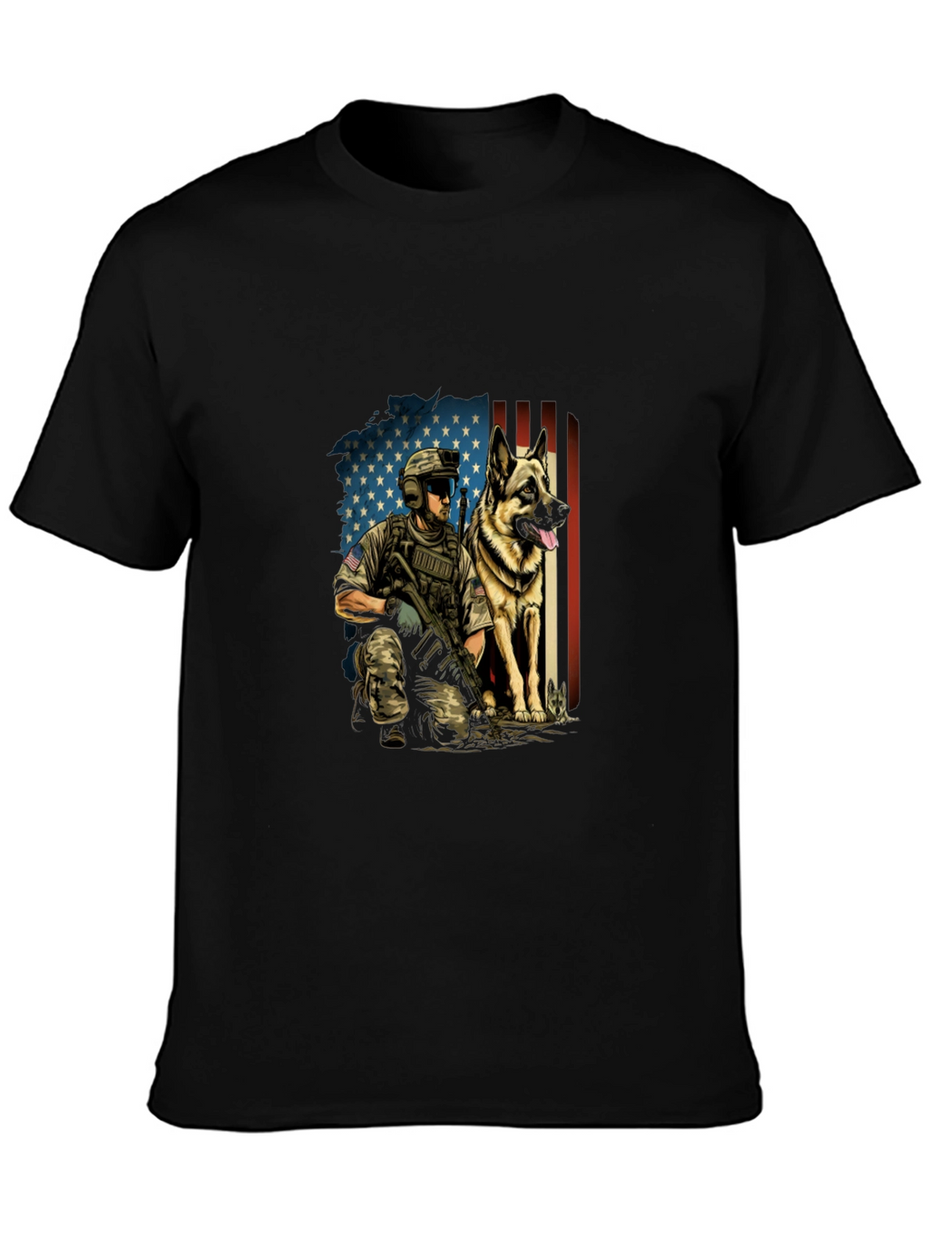 Patriotic Military Dog T-Shirt