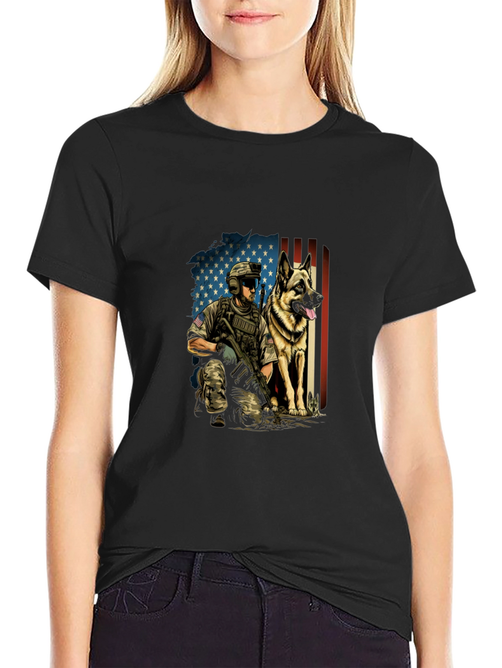 Patriotic Military Dog T-Shirt