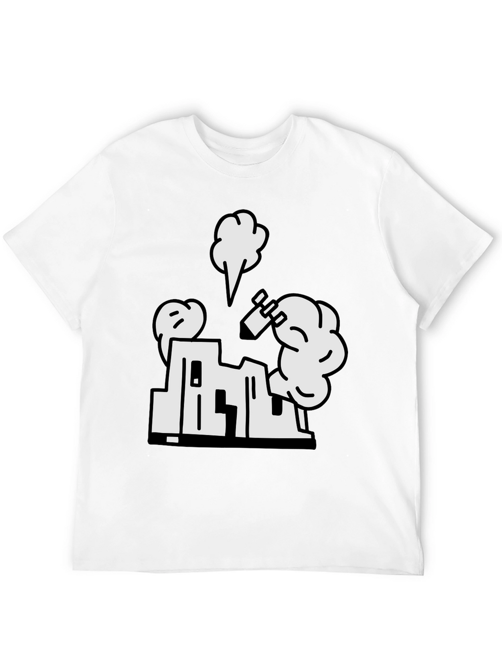 Cartoon Building Black T-Shirt
