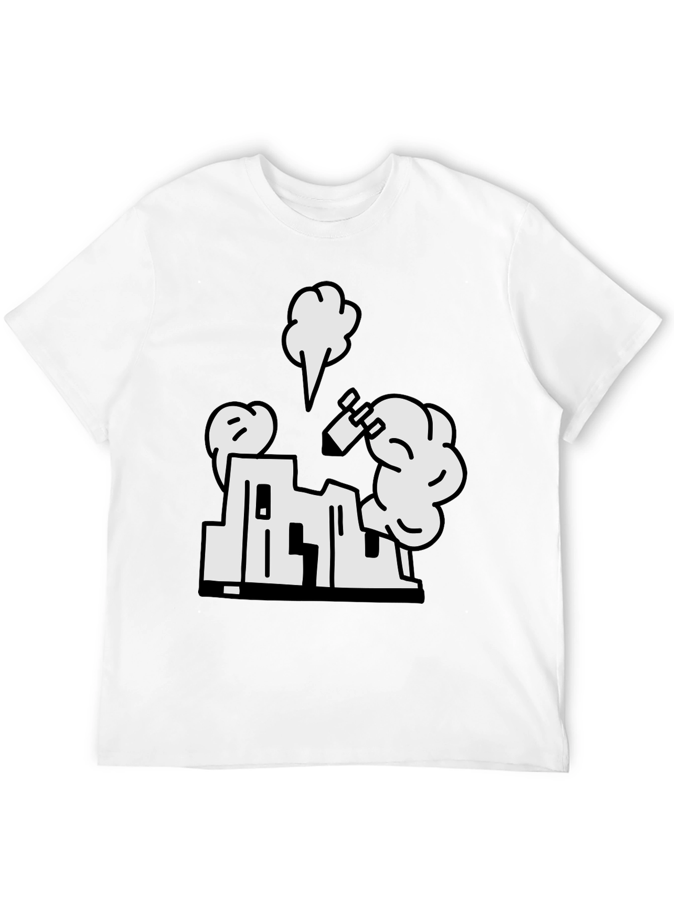 Cartoon Building Black T-Shirt