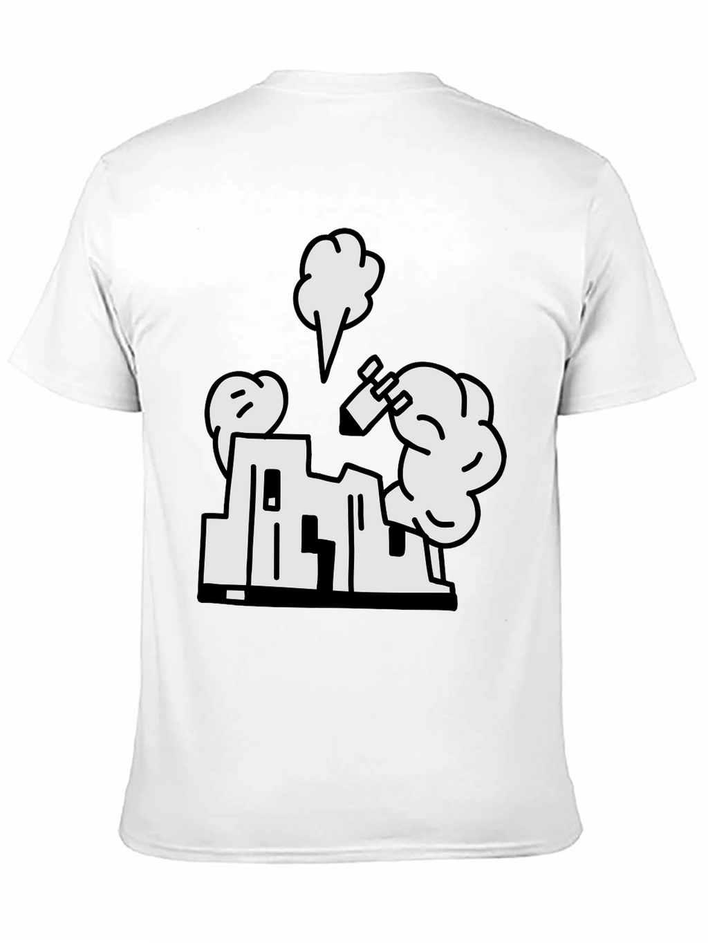 Cartoon Building Black T-Shirt