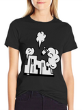 Cartoon Building Black T-Shirt