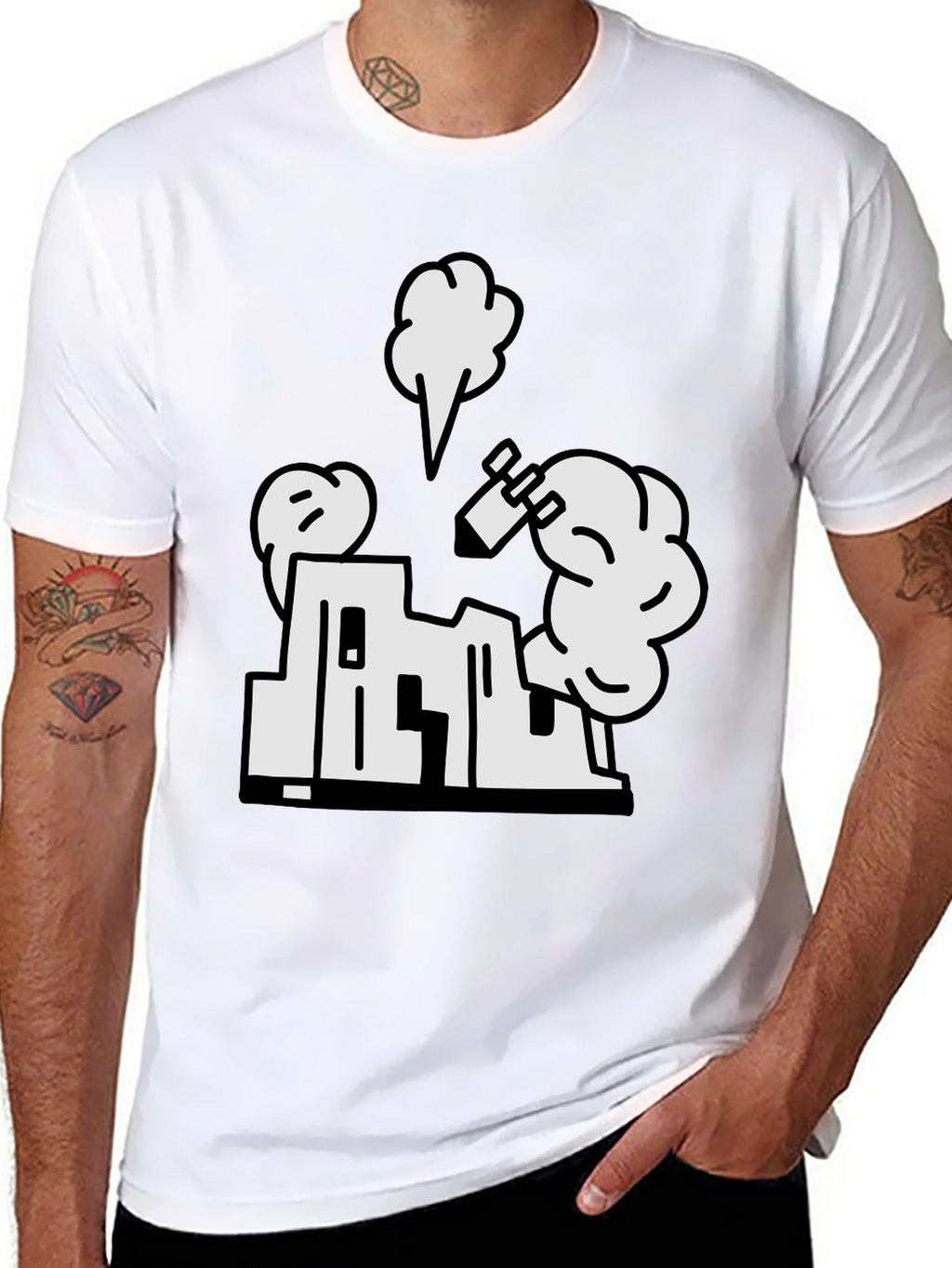 Cartoon Building Black T-Shirt