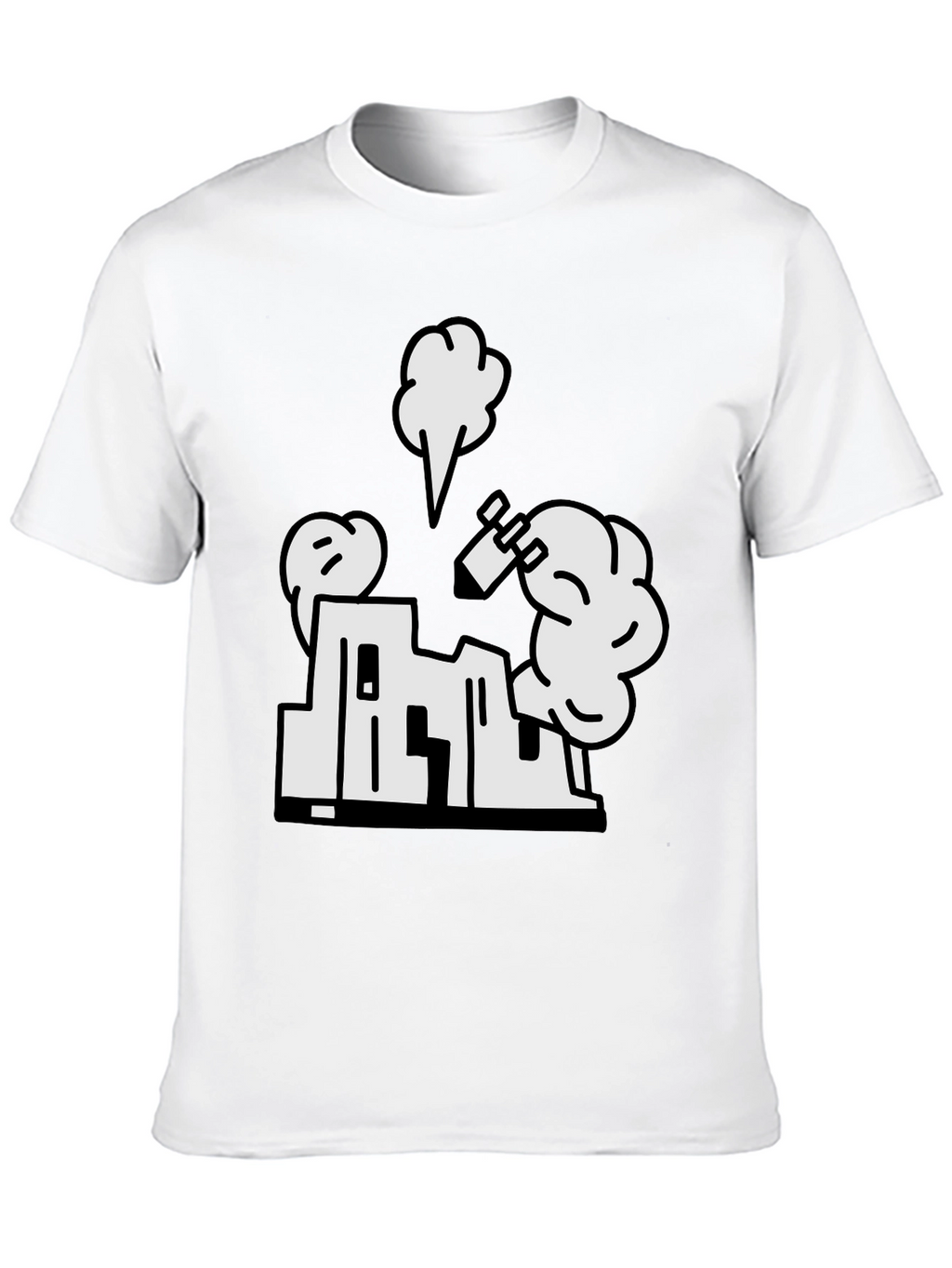 Cartoon Building Black T-Shirt