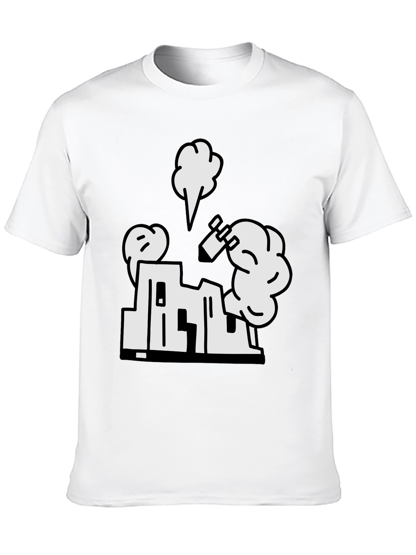 Cartoon Building Black T-Shirt