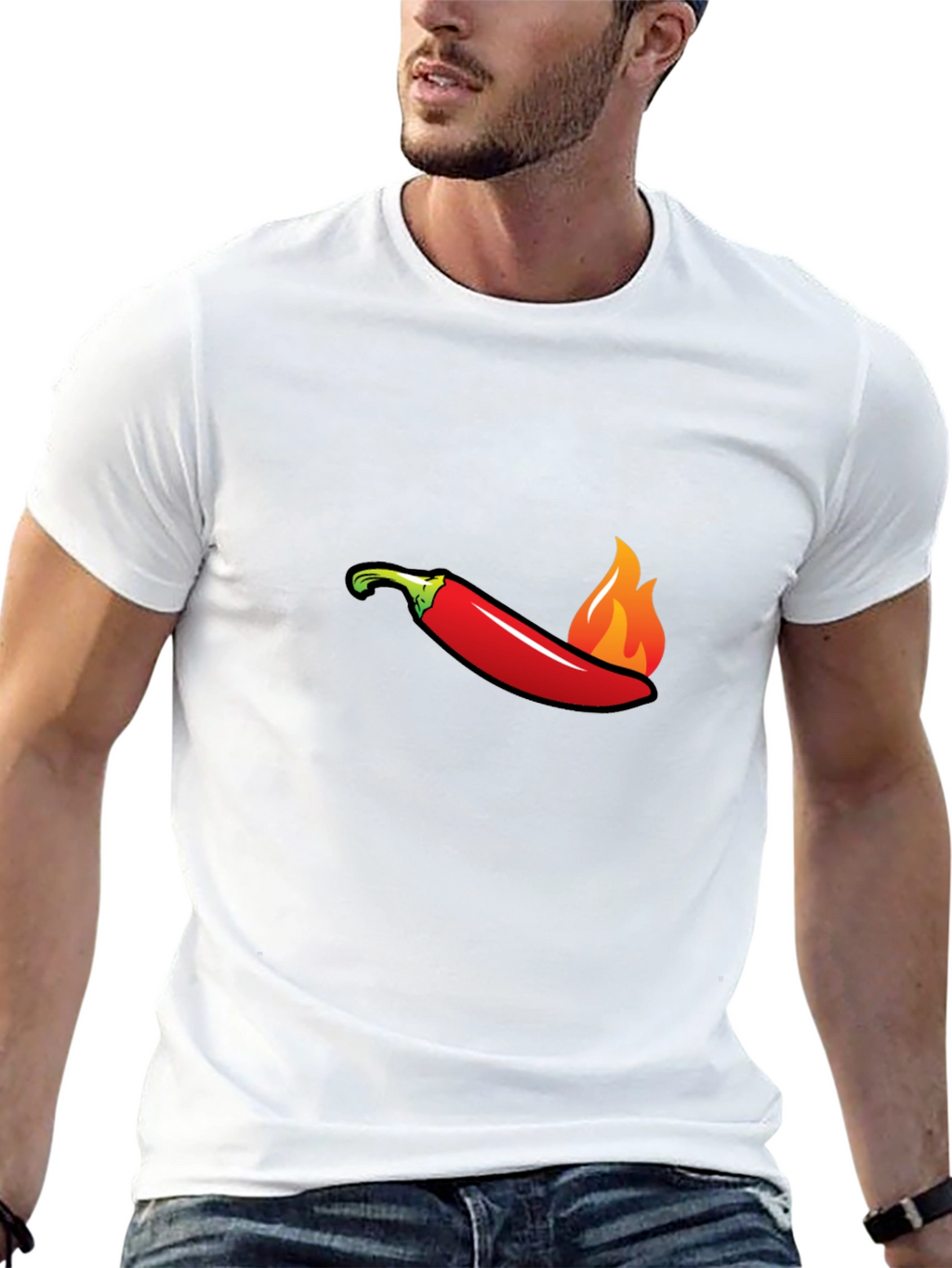 Spicy Pepper Flames Graphic Tee - Hot Style!