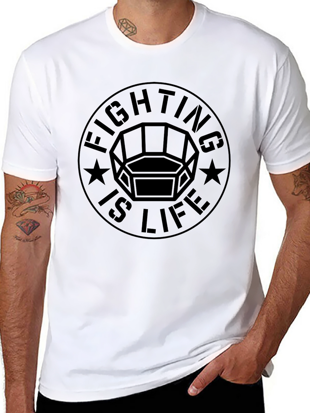 Fighting Is Life Black Graphic Tee