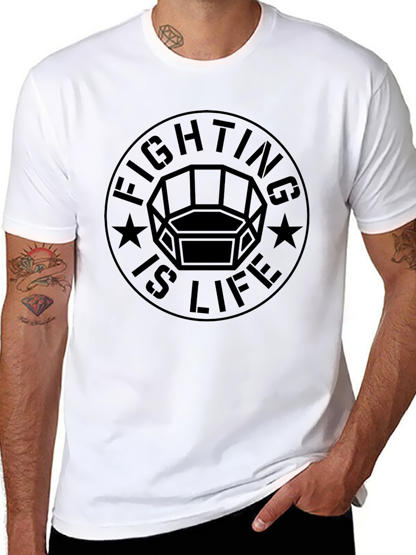Fighting Is Life Black Graphic Tee