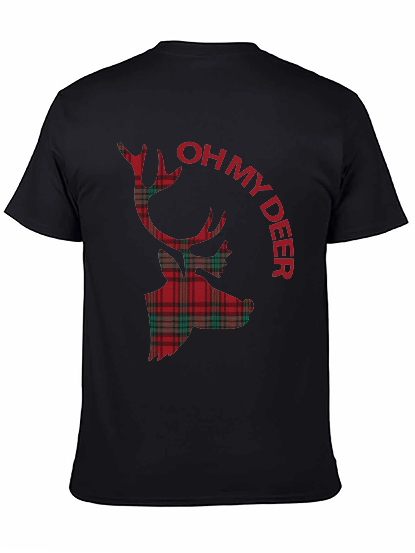 Plaid Deer Graphic Tee - Oh My Deer T-Shirt