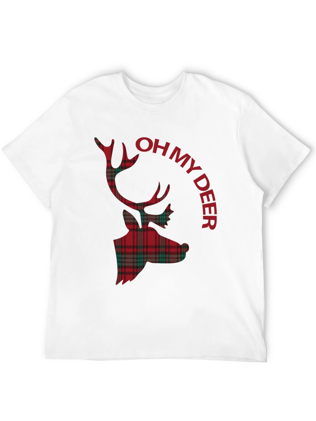 Plaid Deer Graphic Tee - Oh My Deer T-Shirt
