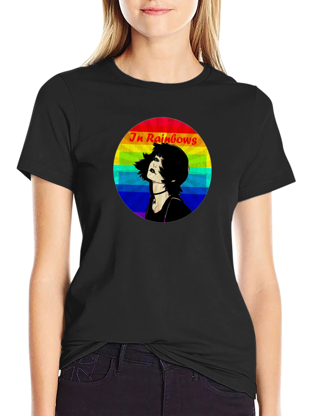 In Rainbows Graphic Tee - Black Cotton T-Shirt