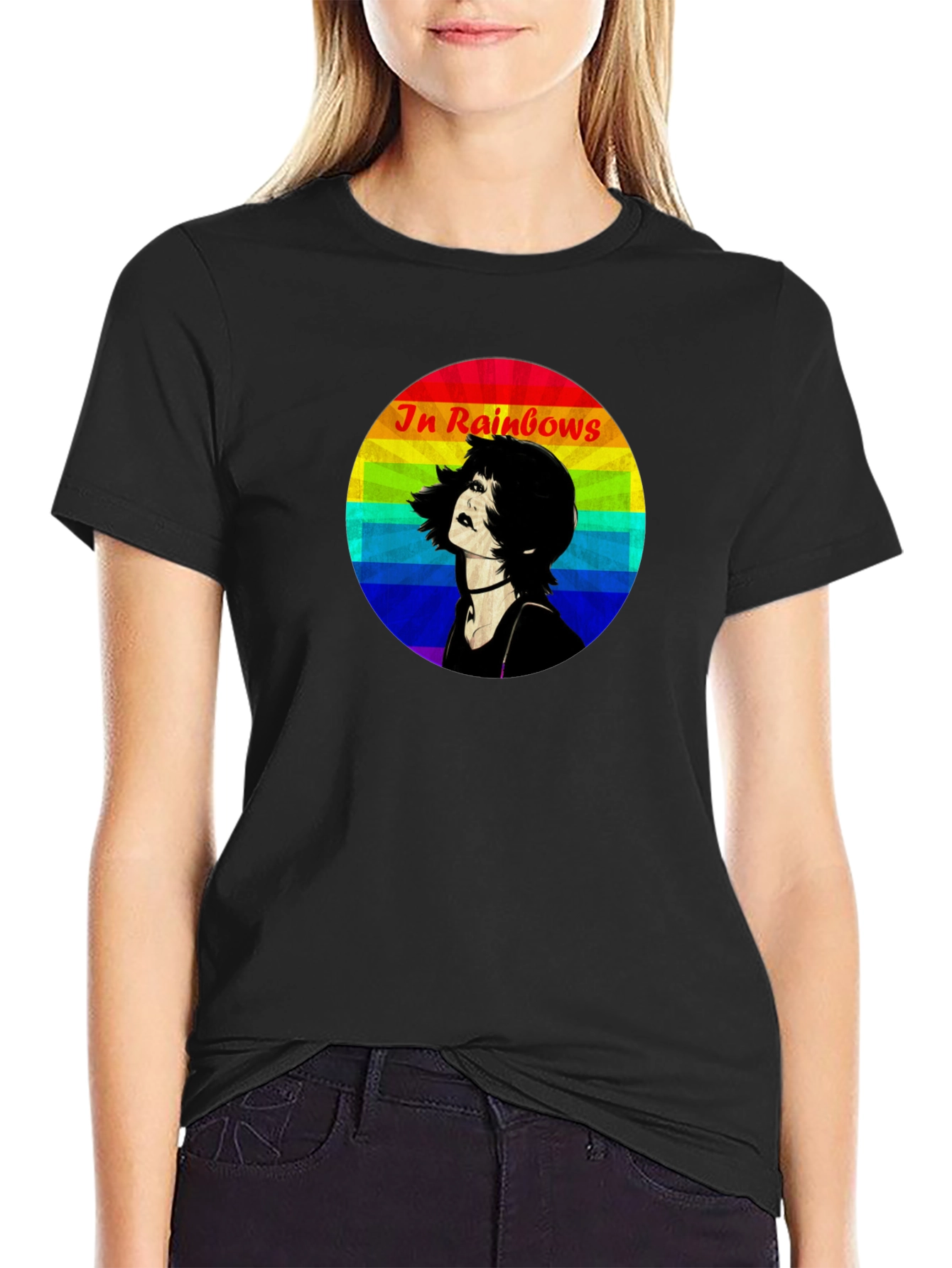 In Rainbows Graphic Tee - Black Cotton T-Shirt