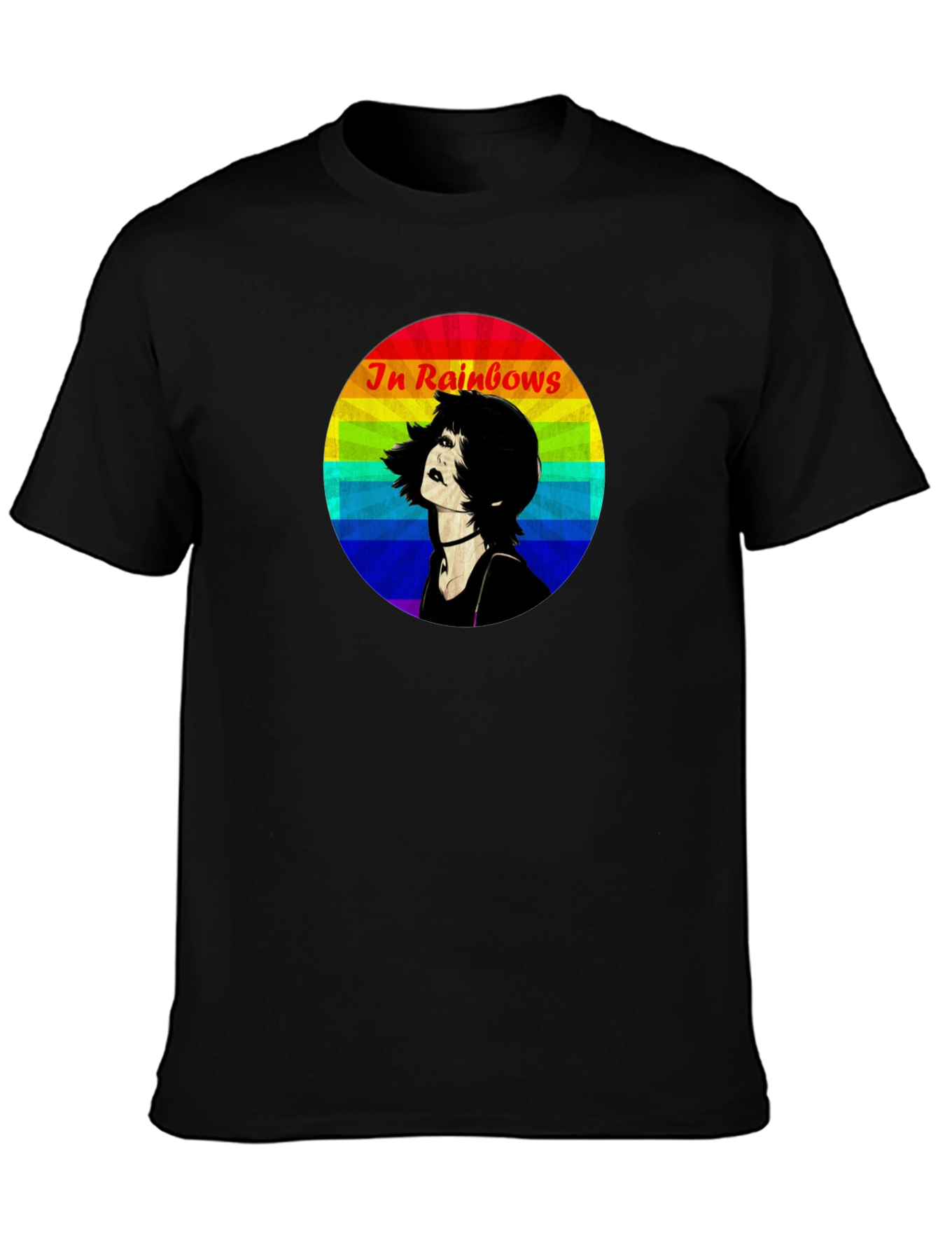 In Rainbows Graphic Tee - Black Cotton T-Shirt