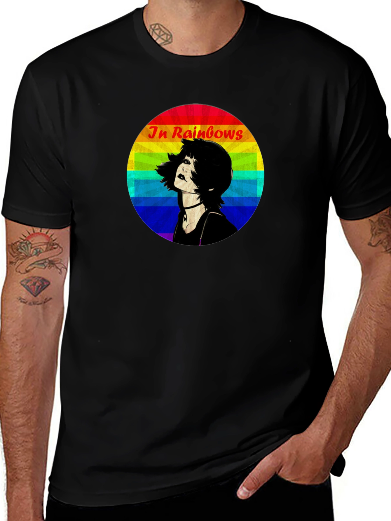 In Rainbows Graphic Tee - Black Cotton T-Shirt