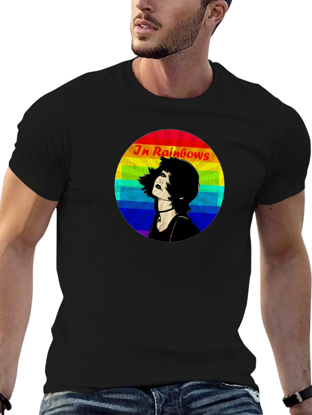 In Rainbows Graphic Tee - Black Cotton T-Shirt