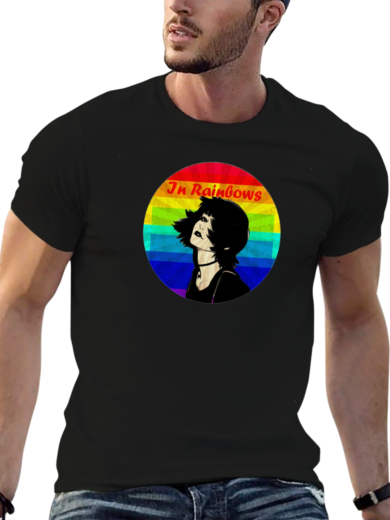 In Rainbows Graphic Tee - Black Cotton T-Shirt