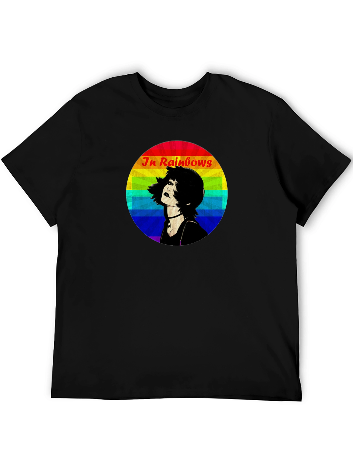 In Rainbows Graphic Tee - Black Cotton T-Shirt