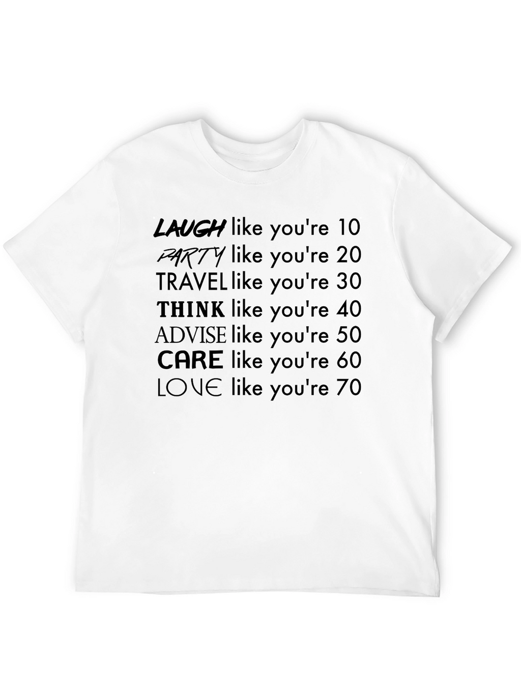 Laugh Party Travel Love - Age Advice T-Shirt