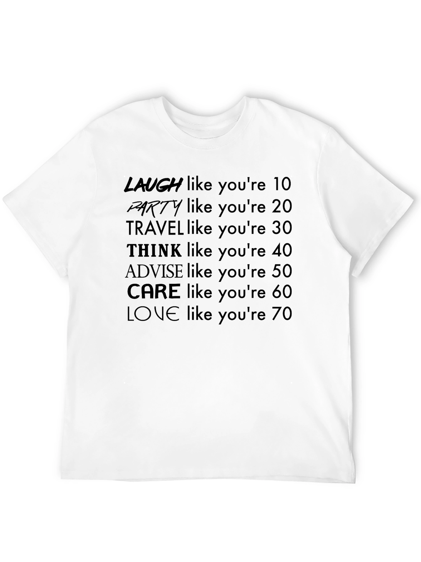 Laugh Party Travel Love - Age Advice T-Shirt