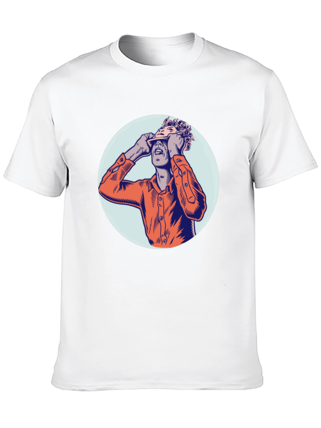 Graphic Tee with Man Peeling Face Design