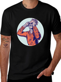 Graphic Tee with Man Peeling Face Design