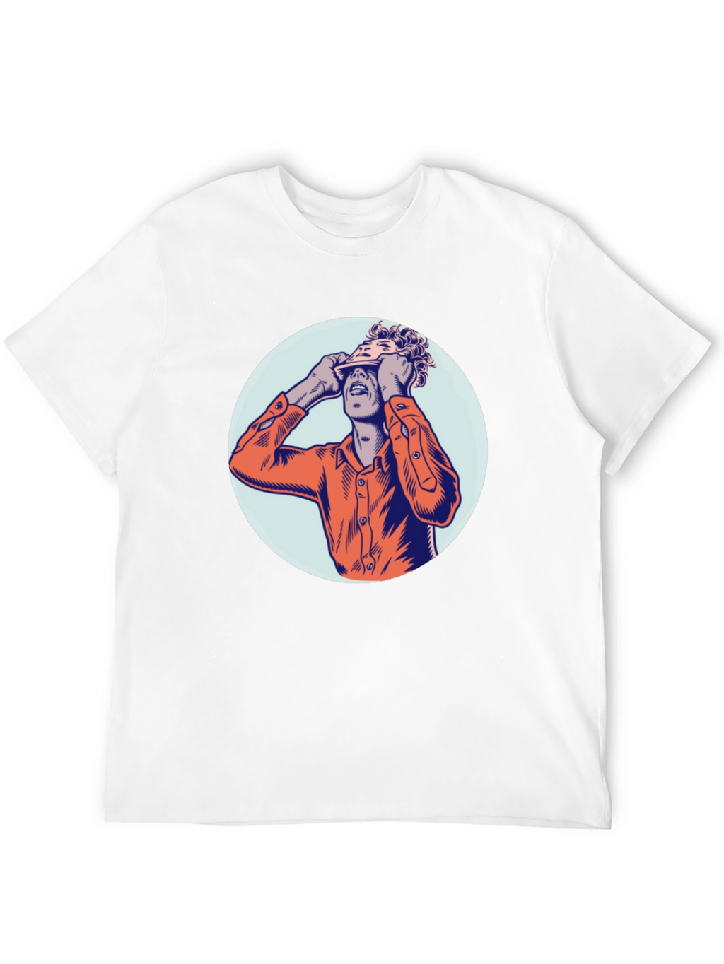 Graphic Tee with Man Peeling Face Design