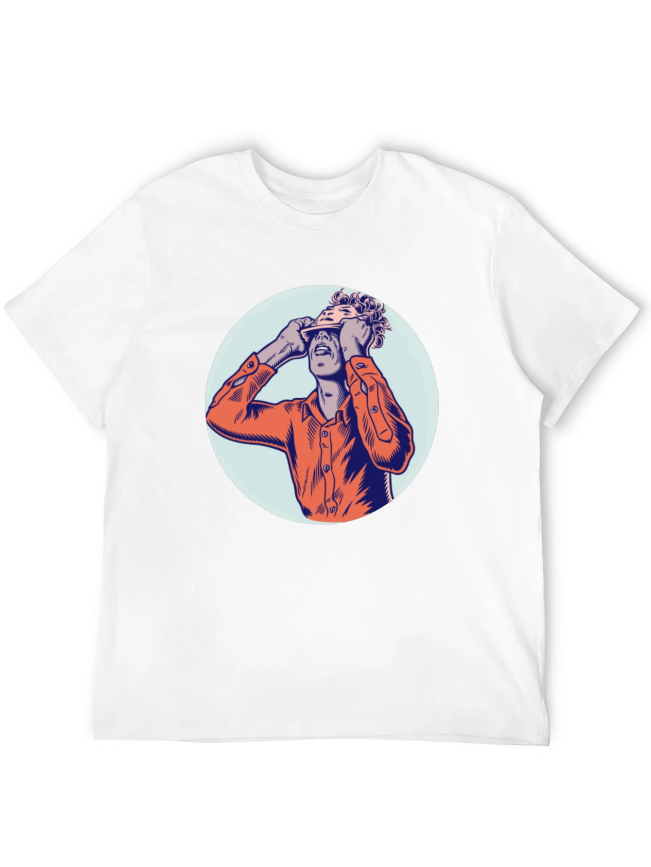 Graphic Tee with Man Peeling Face Design