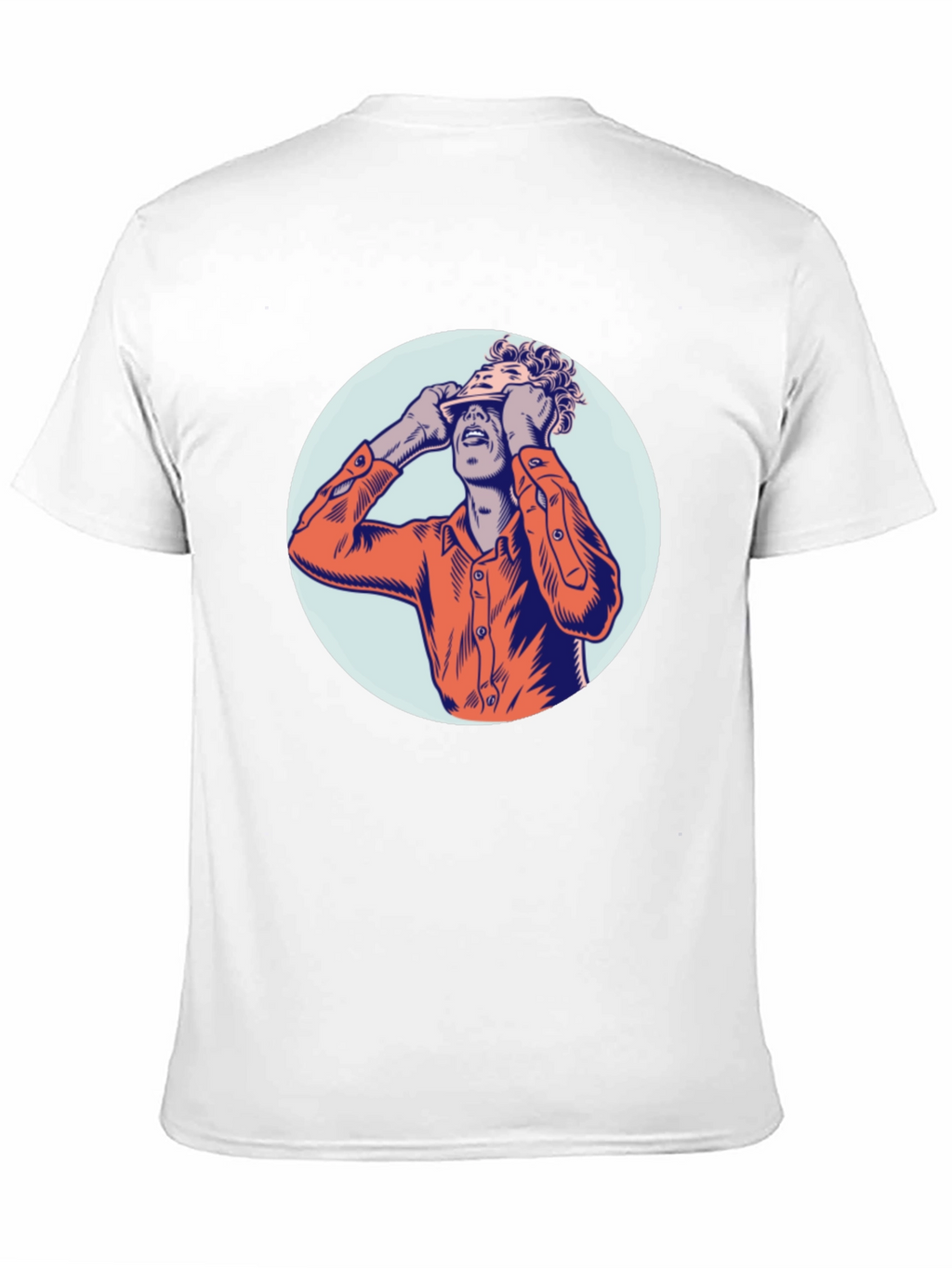Graphic Tee with Man Peeling Face Design