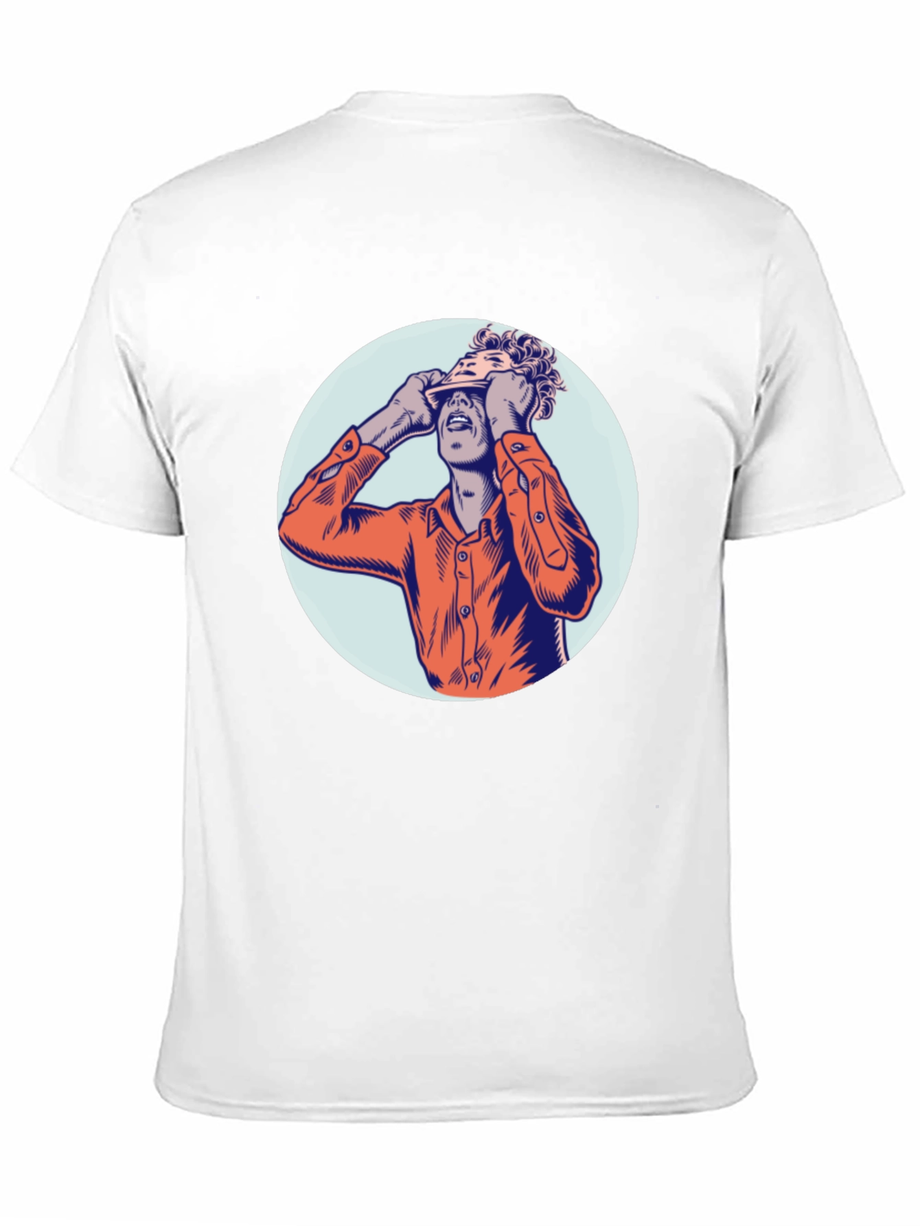 Graphic Tee with Man Peeling Face Design
