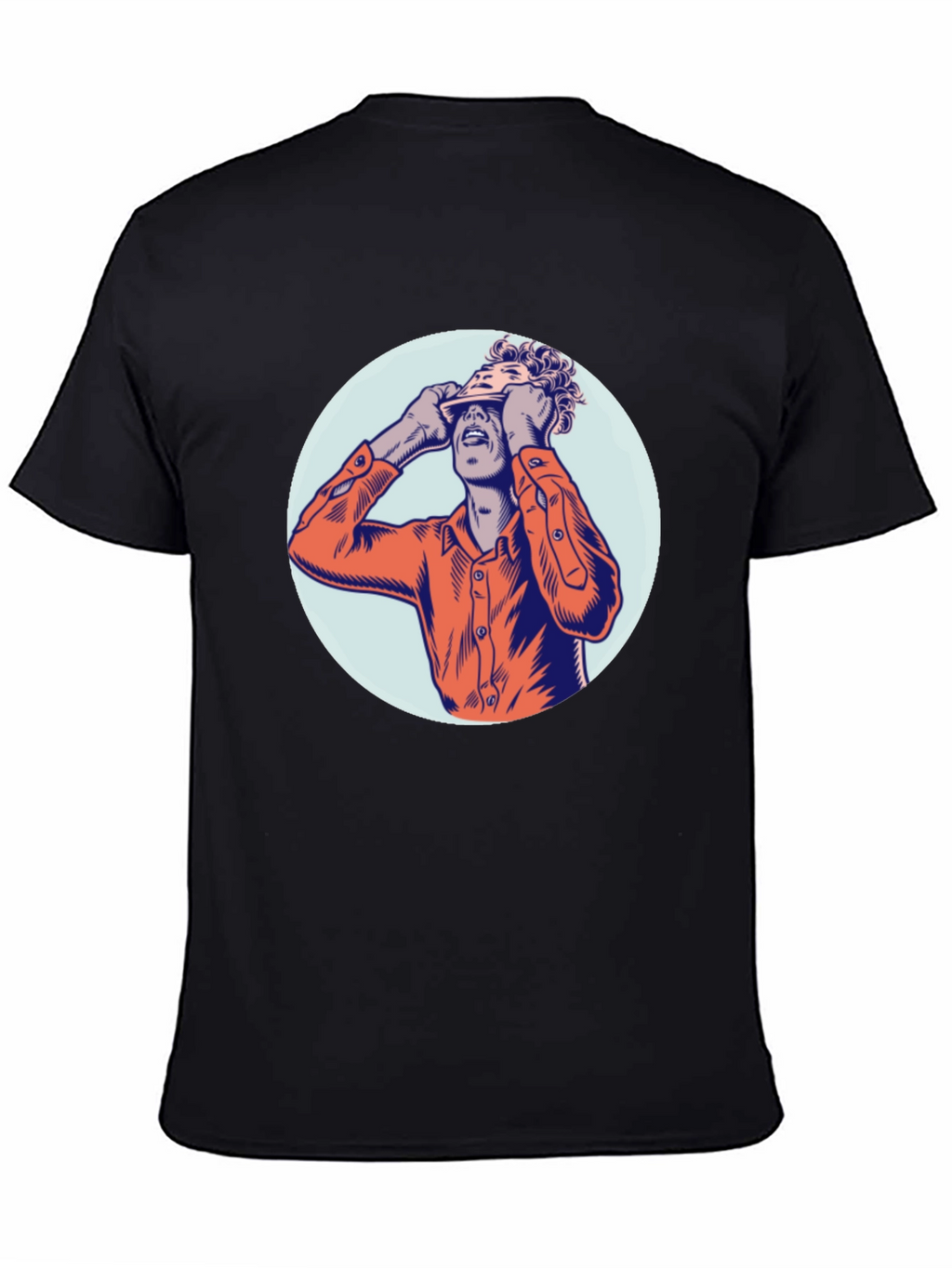 Graphic Tee with Man Peeling Face Design