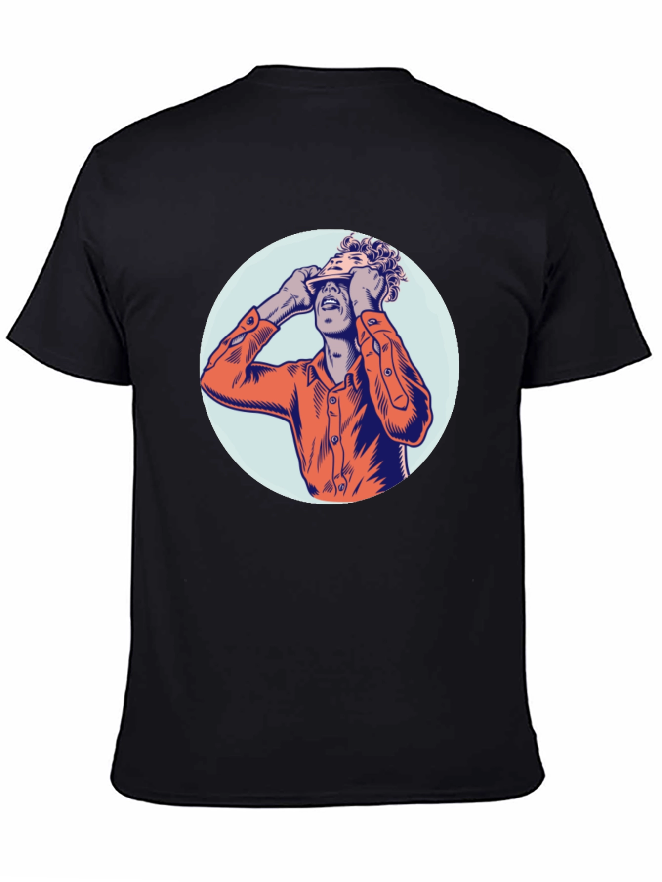 Graphic Tee with Man Peeling Face Design